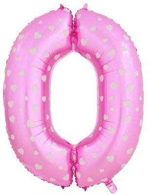 Воздушный шар (40''/102 см) Цифра, 0, Розовый, 1 шт. 