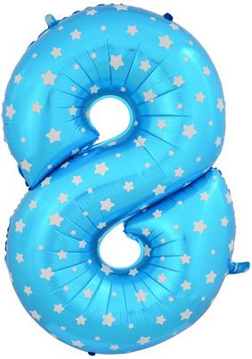 Воздушный шар (40''/102 см) Цифра, 8, Синий, 1 шт. 
