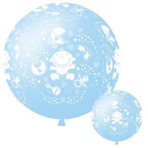 M 36"/91см Декоратор SKY BLUE (шелк) 6 ст. рис С Днем Рождения Малыш 1шт