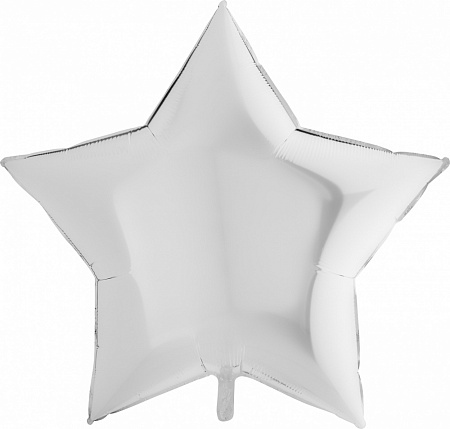 Фольгированный шар (36''/91 см) Звезда, Белый, 1 шт.   