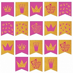 Гирлянда Флажки, С Днем Рождения! (корона для принцессы), Розовый, 300 см, 1 шт.