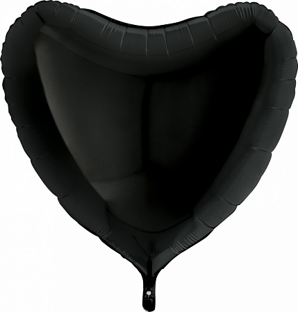 Фольгированный шар (36''/91 см) Сердце, Черный, 1 шт.   