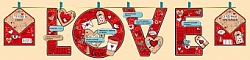Гирлянда LOVE (сердечки-валентинки), Красный, 220 см