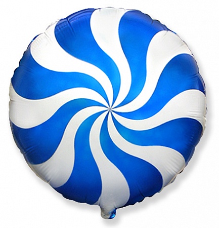 Фольгированный шар (18''/46 см) Круг, Леденец, Синий, 1 шт.     