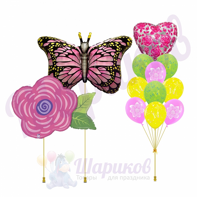 Воздушные шары Бабочка с Цветами