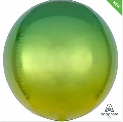 Шар 3D СФЕРА  Омбре Желто-зеленая 16"/41 см