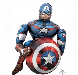 Воздушный шар (99 см) Ходячая Фигура, Мстители Капитан Америка, 1 шт.