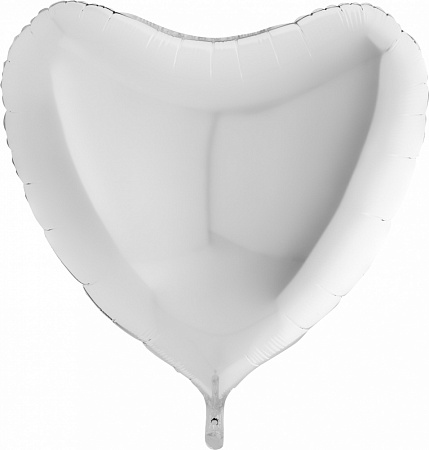 Фольгированный шар (36''/91 см) Сердце, Белый, 1 шт.   