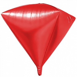 Шар 3D (27''/69 см) Алмаз, Красный, 1 шт.