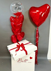 Коробка - сюрприз "Happy Birthday - Красные Сердца"