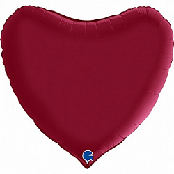 Фольгированный шар Сердце, Вишневый, Сатин, 91 см.